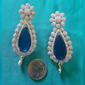 Elegant Blue and Silver Teardrop Earrings